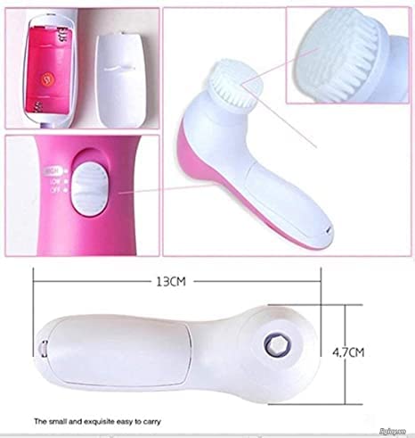 5 in 1 Portable Electric Facial Cleaner Battery Powered Multifunction Massager, Face Massage Machine For Face, Facial Machine, Beauty Massager, Facial Massager For Women.