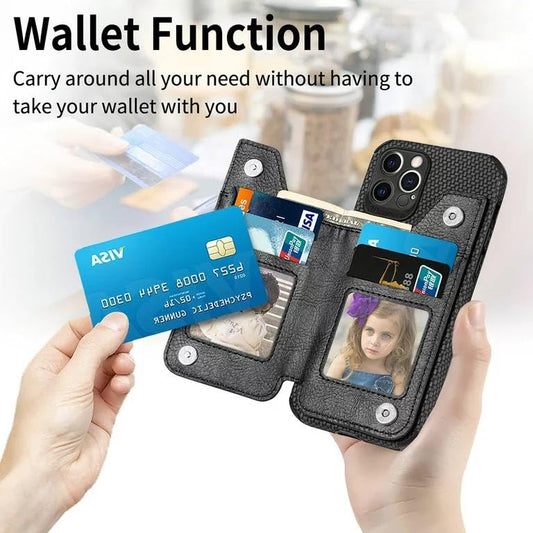 Wallet Cover With Screen Protector And Zipper Credit Card Holder Stand .