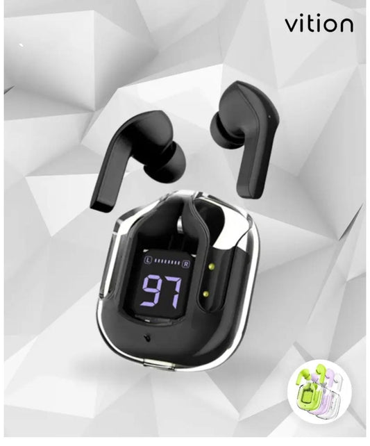 Bleaws Air 31 True Wireless Stereo Earphone Wireless in-Ear TWS Earbuds Transparent Headphones (Black)